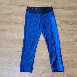 Under Armour Blue Black Heat Gear Compression 3/4 Leggings Size XS
